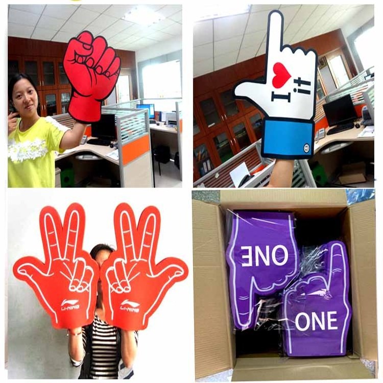 2024 2024 Funny Cute Party Sports Fans Eva Foam Hand Cheer Gloves Big Finger Hand Props for Sports and Concert Cheering