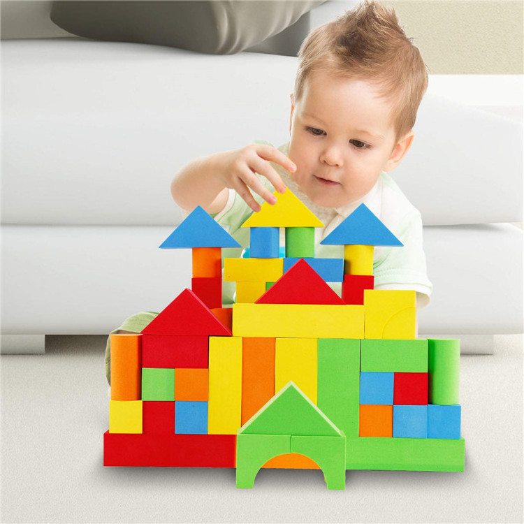 Most popular toys kids building stacking soft play eva foam building magic foam blocks bricks 46pcs