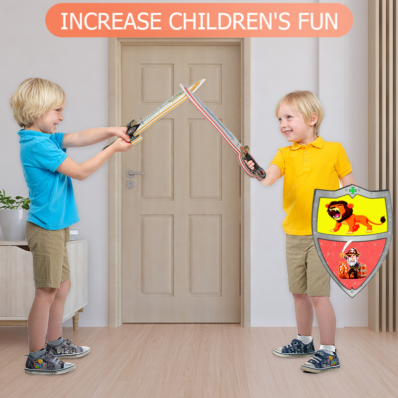 2024 Children's Medieval Joust Dual Dragon EVA Foam Toy Sword & Shield Knights Set Lightweight Safe for Event Favors Toy Gifts