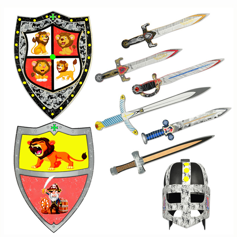 Factory hot Safety realistic soft pirate anime Role Play Yellow EVA foam Sword & Shield set for cosplay Boys Children Kids