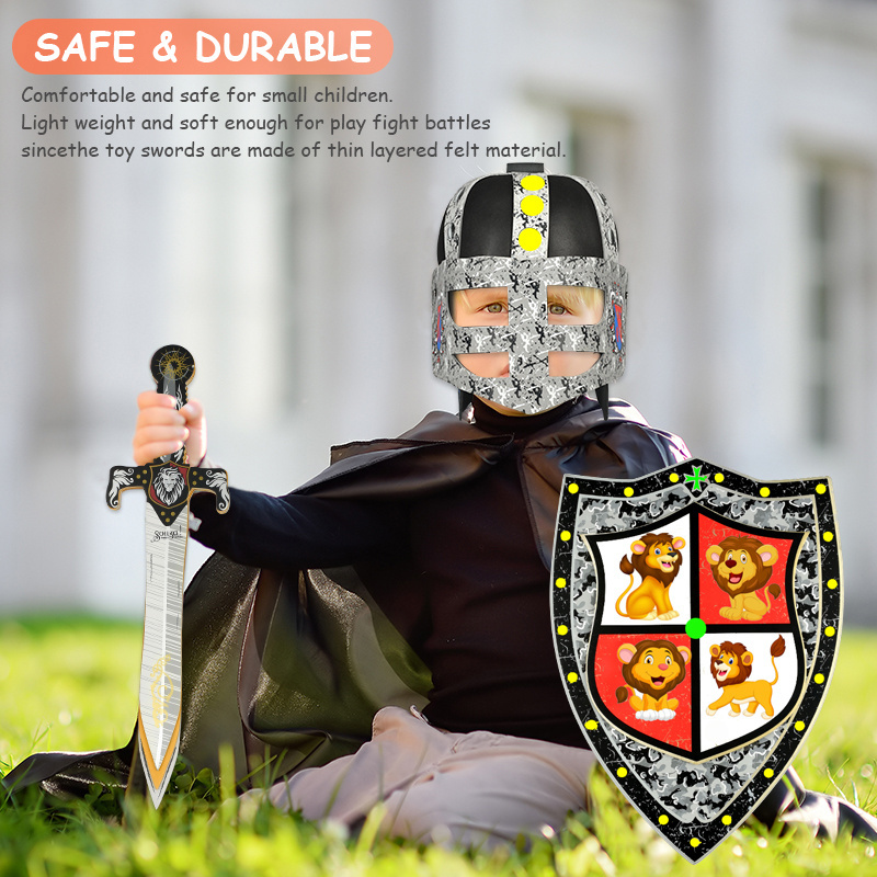 2024 Children's EVA Foam Medieval Joust Dual Dragon Sword & Shield Knights Set Lightweight Safe for Event Favors Toy Gifts