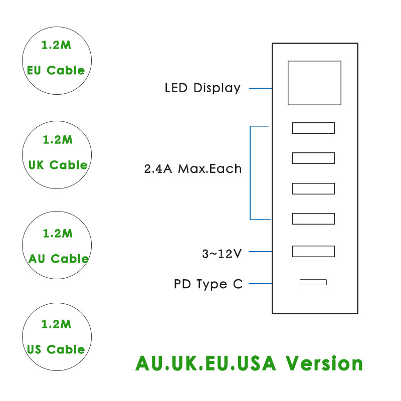 professional mobile phones LED display fast charging cable 65w 60w plug type c usb charger phone