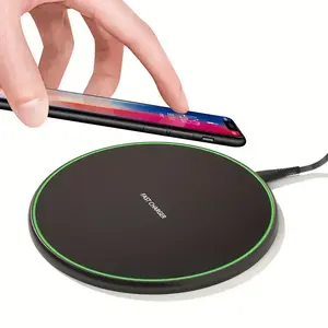 CE FCC ROHS Ultrathin 10W 15W Fast Wireless Charger qi Certified Aluminum Alloy Smart Phone Charger