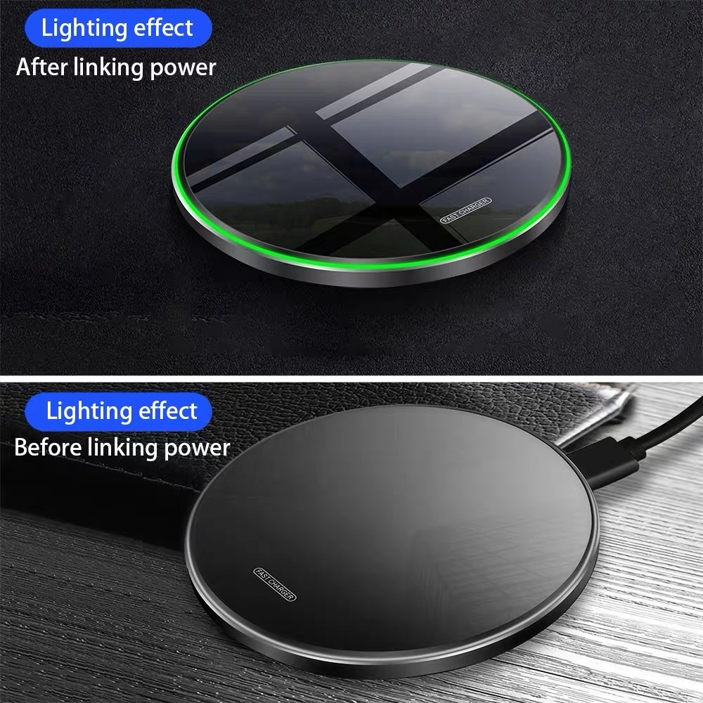 CE FCC ROHS Ultrathin 10W 15W Fast Wireless Charger qi Certified Aluminum Alloy Smart Phone Charger