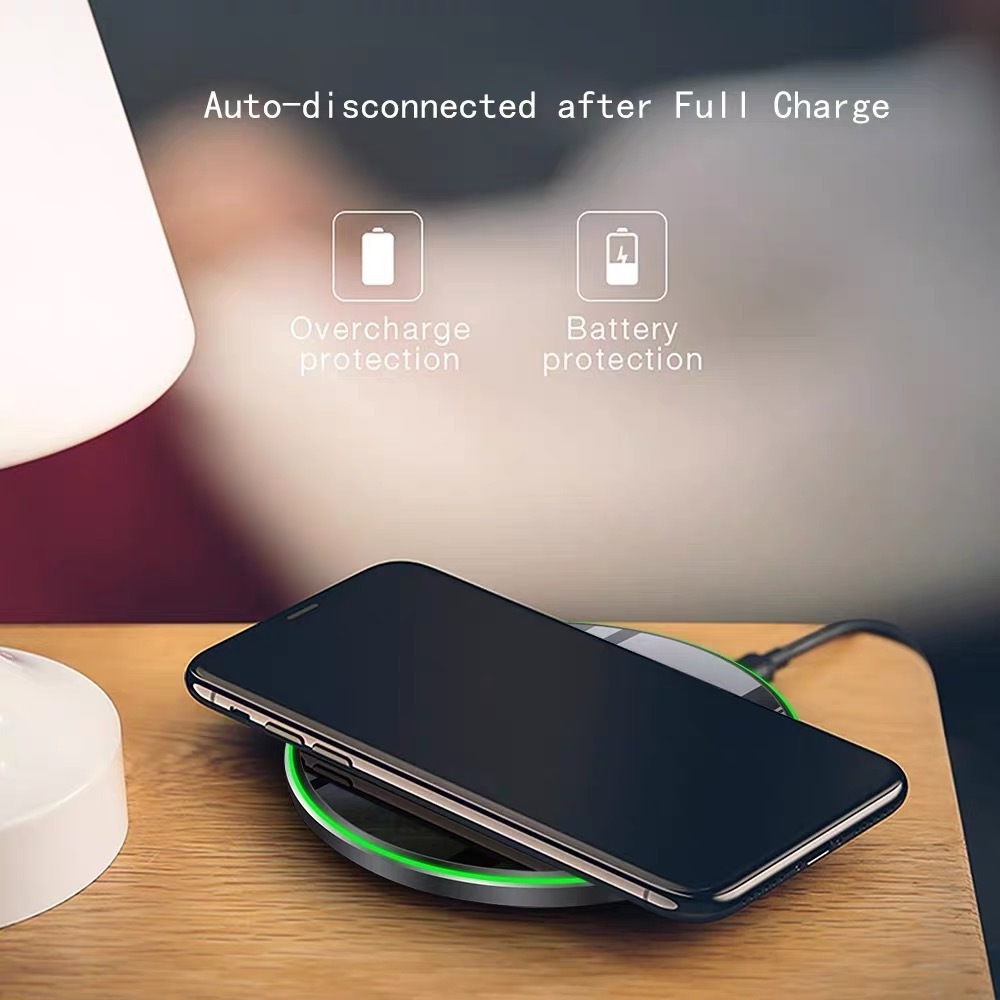 CE FCC ROHS Ultrathin 10W 15W Fast Wireless Charger qi Certified Aluminum Alloy Smart Phone Charger