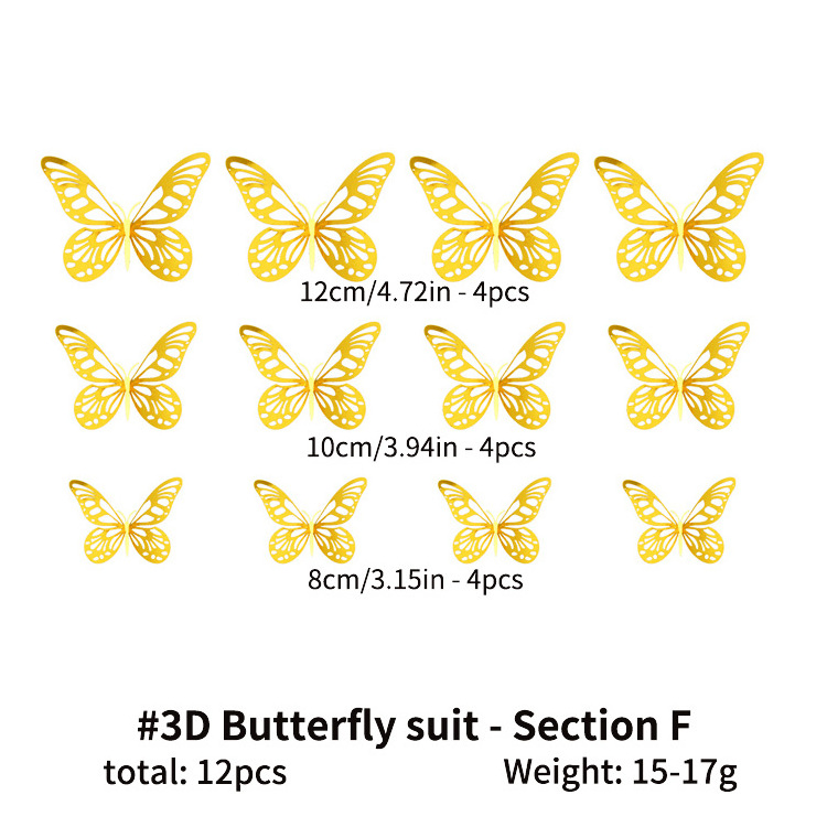 3D Three-Dimensional Hollow Butterfly Wall Sticker Simulation Butterfly Wedding Festival Home Decor Stickers