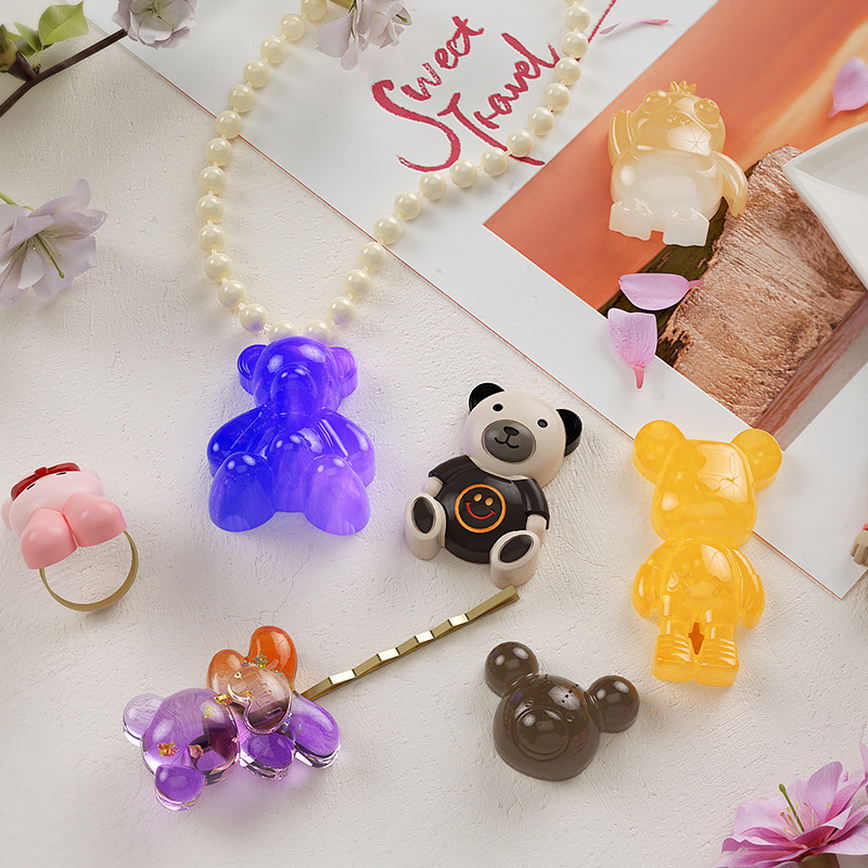 3D the latest drip glue love sitting bear silicone mold hairpin Crocs DIY epoxy silicone mold