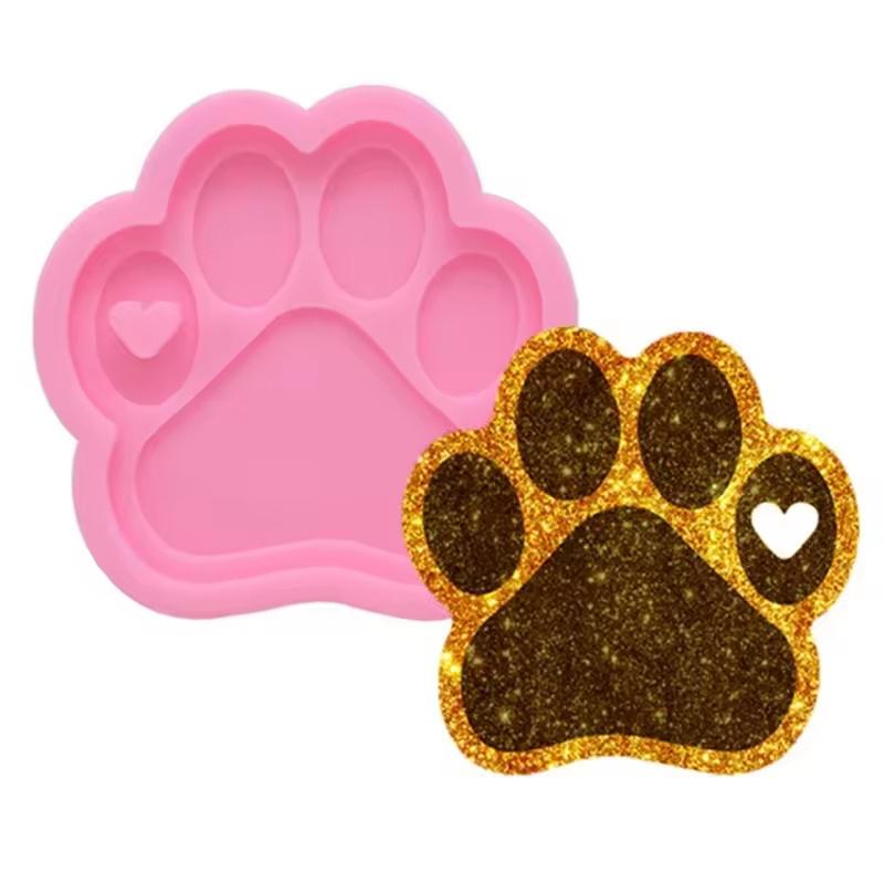 Love Bear paw molds for keychains DIY Dog foot epoxy model resin keychains moulds resin jewelry casting