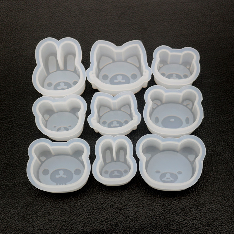 Crystal Epoxy Mold DIY Resin Creative Animal Rabbit Bear Pendant Silicone Mold Epoxy Resin Reusable Silicone Casting Mirror Mold