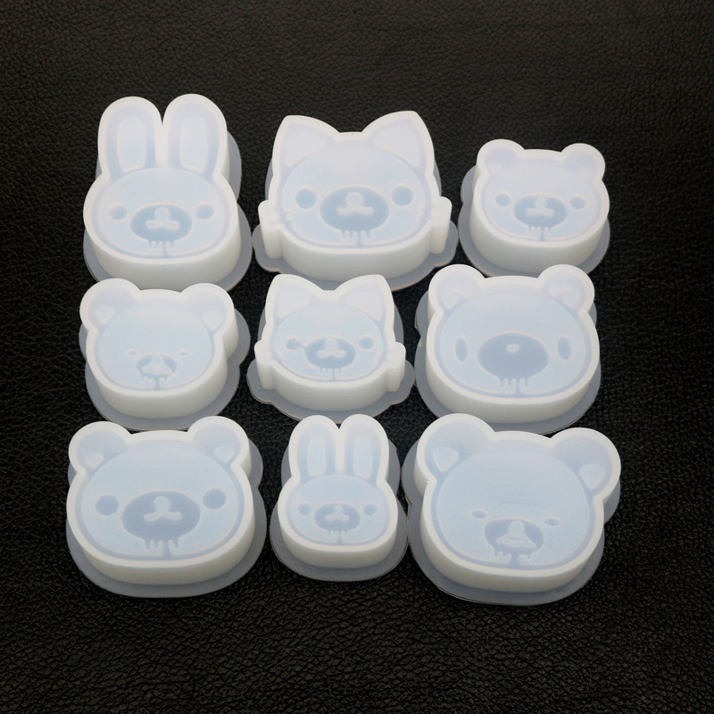 Crystal Epoxy Mold DIY Resin Creative Animal Rabbit Bear Pendant Silicone Mold Epoxy Resin Reusable Silicone Casting Mirror Mold