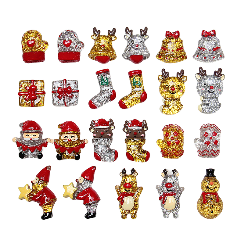 Christmas Miniature Figurines Tiny Mini Resin Fairy Dollhouse Garden Ornaments DIY Kit Christmas Pendant Accessories