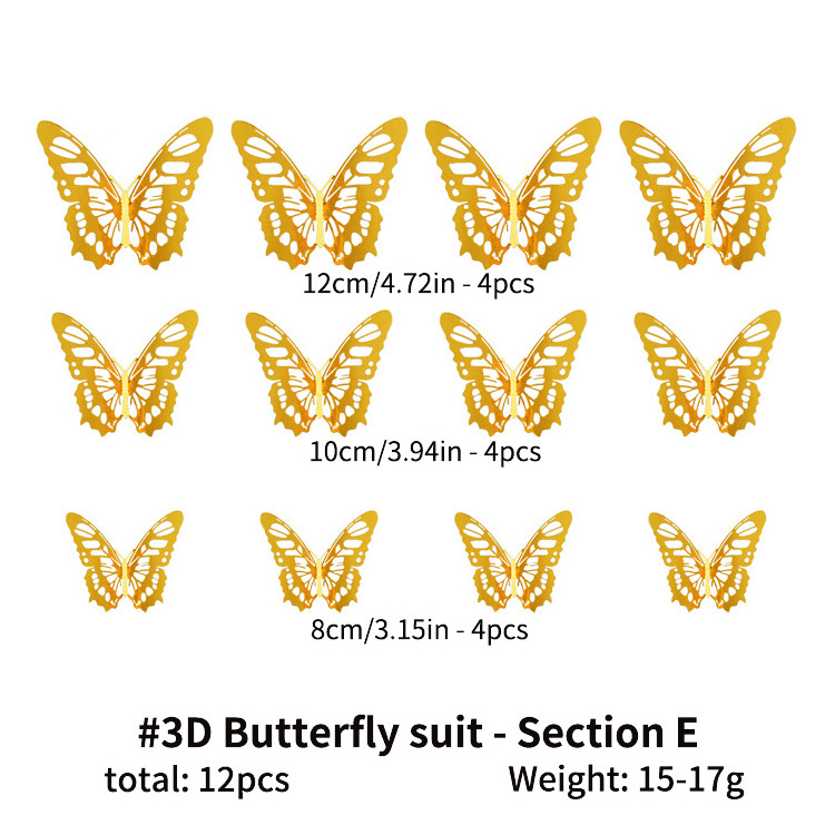 3D Three-Dimensional Hollow Butterfly Wall Sticker Simulation Butterfly Wedding Festival Home Decor Stickers