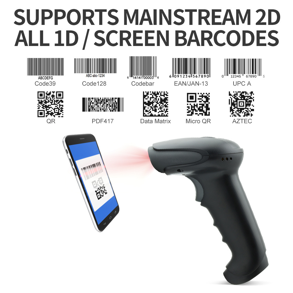 Xincode 2D Price Scanner Bluetooth Barcode Scanner Handheld Barcode Reader 2.4G qr code scan Wireless scanning gun for inventory