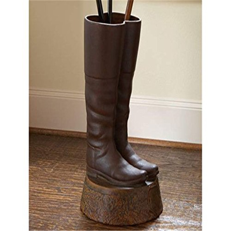 Hot Sale Personalized Handmade Ceramic Brown Boots Umbrella Stand