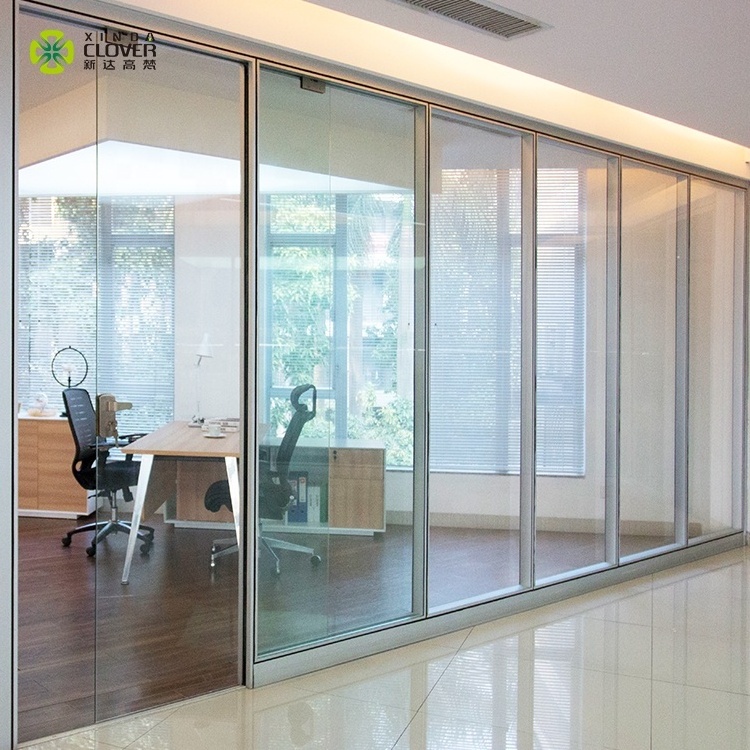 Aluminium modular fabric space system partition wall clear glass office furniture partition