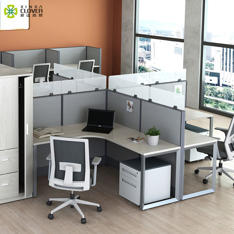 Private space new modern design standard size curved modular aluminum partitions workstation office cubicle furniture with glass