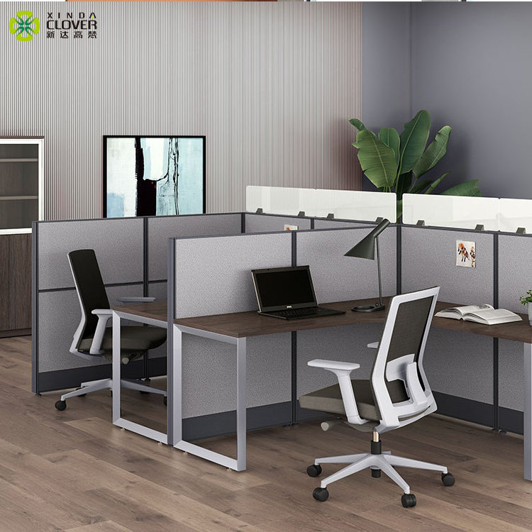 Private space new modern design standard size curved modular aluminum partitions workstation office cubicle furniture with glass