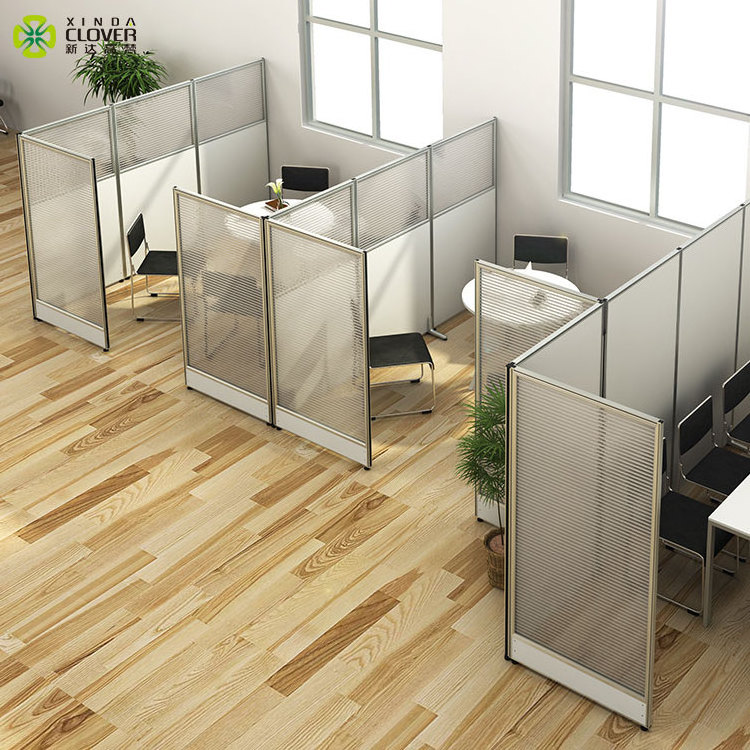 Aluminium profile melamine glass panel movable office partition wall with door