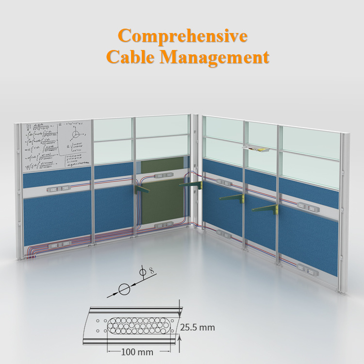 Modern office furniture used Aluminum frame dividers partition office cubicle workstation for office room