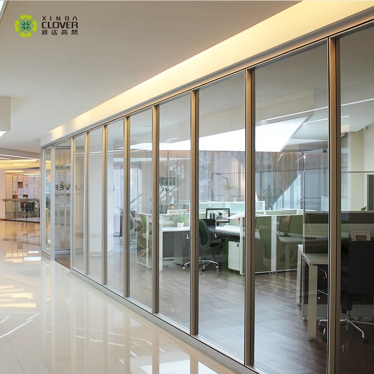 Aluminium modular fabric space system partition wall clear glass office furniture partition