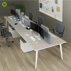 Standard size modern design general use  bench modular 6 seater office desk workstation with pedestal and desk screen