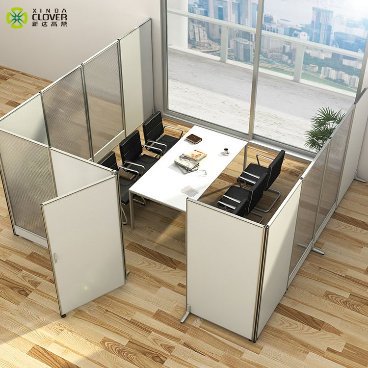 Aluminium profile melamine glass panel movable office partition wall with door