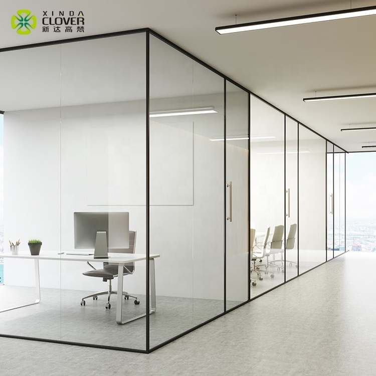 Foshan furniture manufacturer aluminum frameless glass office wall panels partition systems room divider