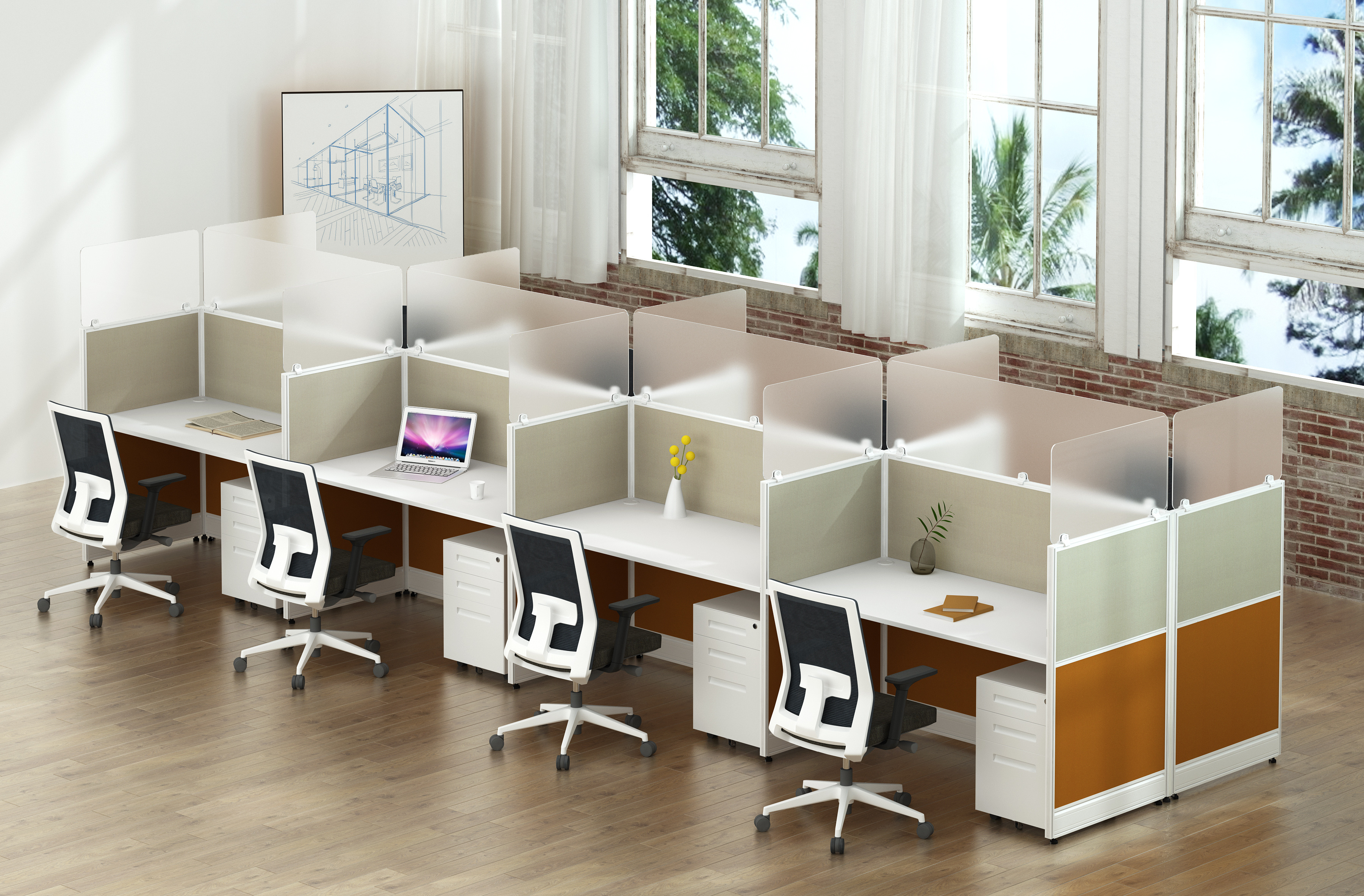 Height quality interior design writing computer table demountable call center cubicles office workstation partition for 8 person