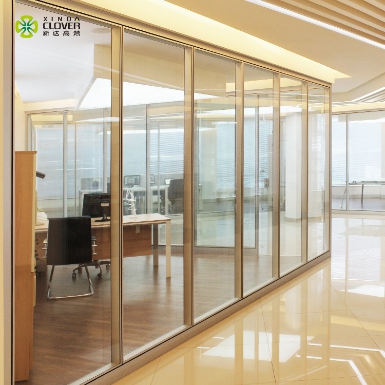 Aluminium modular fabric space system partition wall clear glass office furniture partition