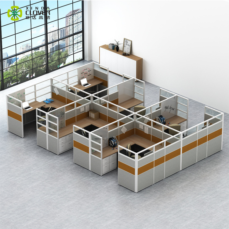 Office cubicle curved work station desk high quality 6 person workstation