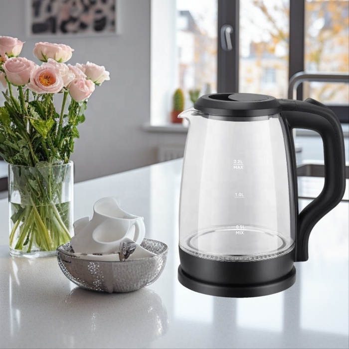 Hot Selling Kitchen Appliance Glass Teapot Portable Glass Tea Kettle Water Heater For Tea Coffee Hot Cocoa Electric Kettle