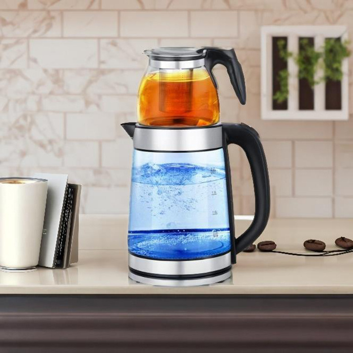 Wholesale Electric Kettle Water Boiler Glass Electric Kettles With Set Of Teapot Coffee Home Appliances