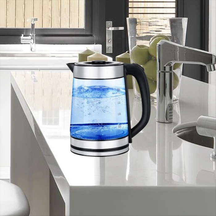 2.0L Electric Kettle Blue Light Glass Body Coffee Tea Maker Temperature Control 220V EU Plug Smart Water Kettle Home Appliances