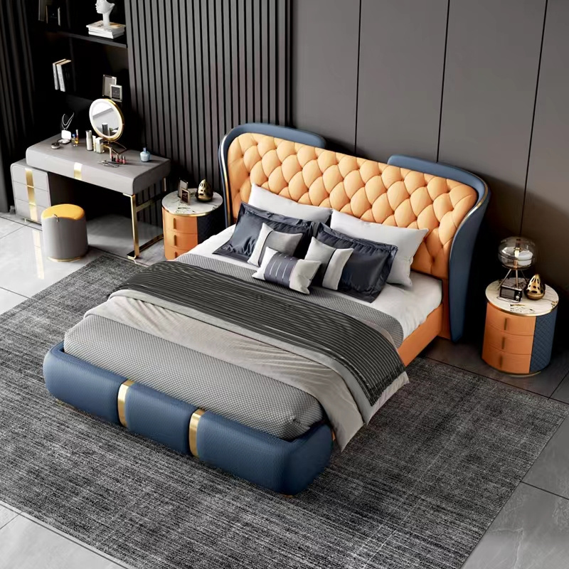 Premium bedroom furniture king size bed frame Italian queen bed set furniture bedroom tufted luxury modern double beds