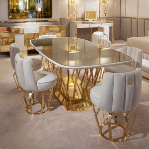 Wholesale Meubels dining table gold luxury dinning room furniture hotel kitchen dining chairs and tables