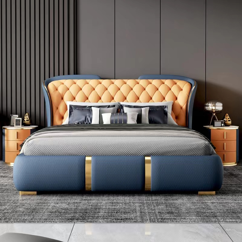 Premium bedroom furniture king size bed frame Italian queen bed set furniture bedroom tufted luxury modern double beds