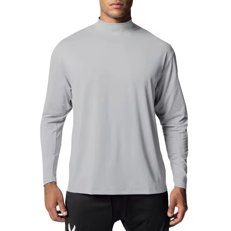 Quick Dry Fit Gym Tshirt Men T Shirt Print Oversize Mock Neck Long Sleeve Sports High Quality 95 Cotton 5 Spandex Jersey Blank