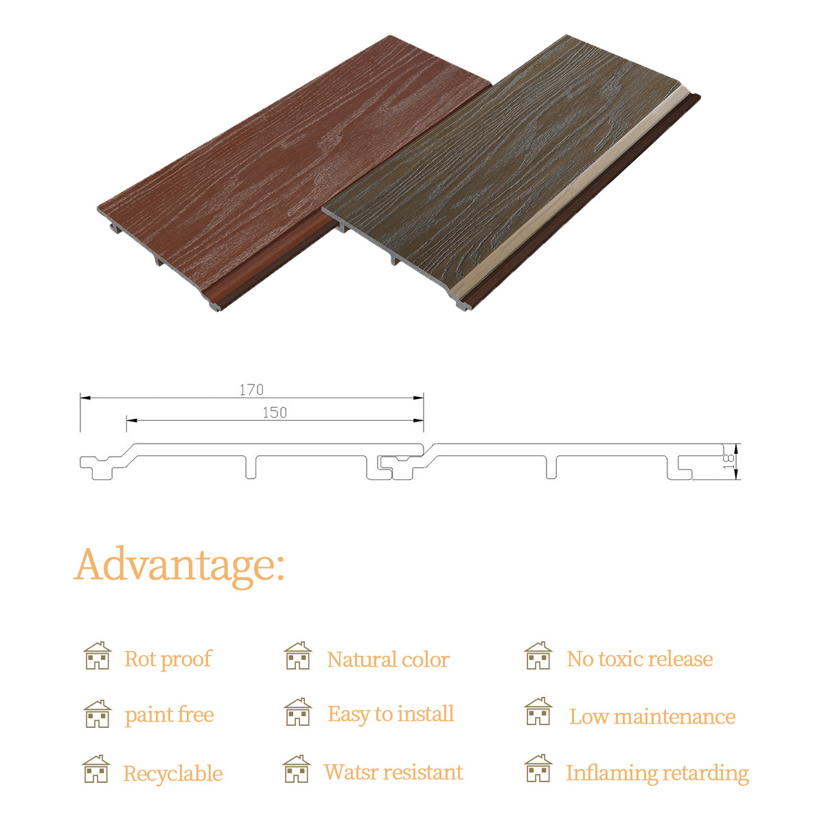 XINDAI WPC Outdoor wpc wall panel external timber cladding siding  Exterior  Wpc Wall Panels