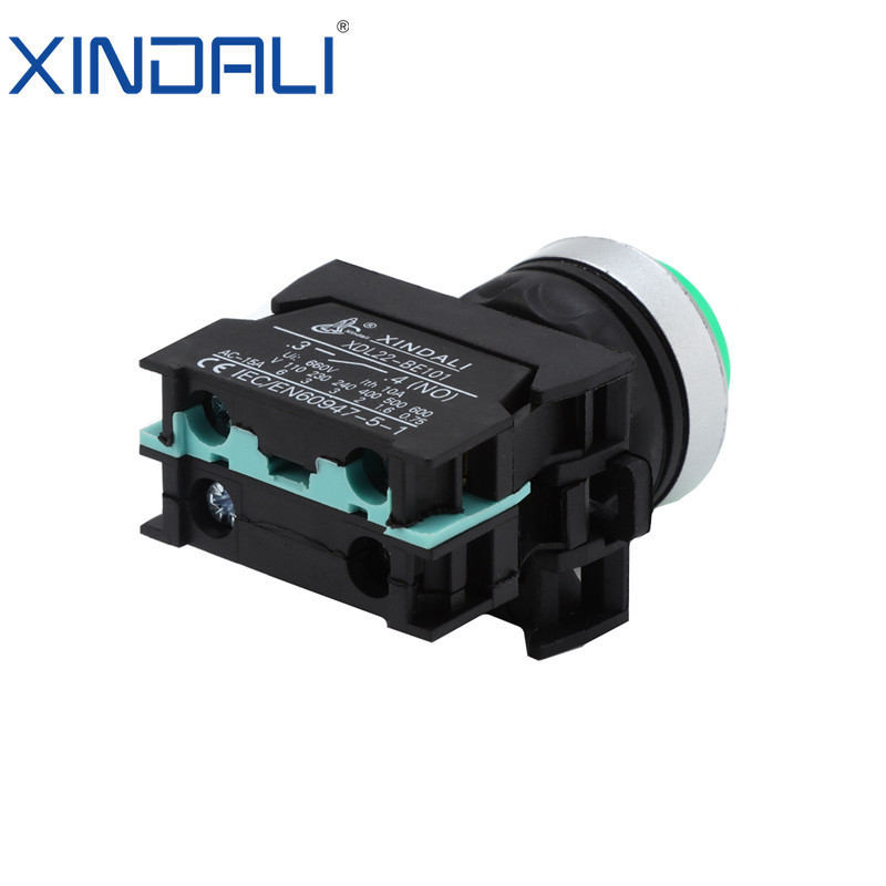 XDL22-CWL3361 Equipment 22mm Panel Mount LED Green Momentary Electric Push Button Switch