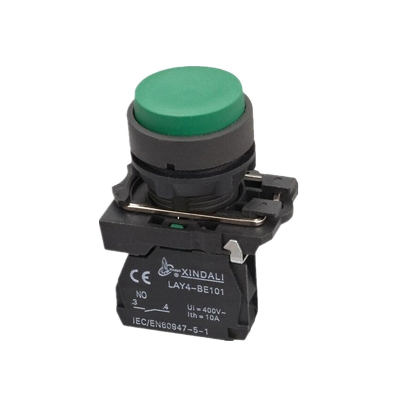 LAY4-EL31 Plastic High Head Industrial Green Momentary Switch Push Button