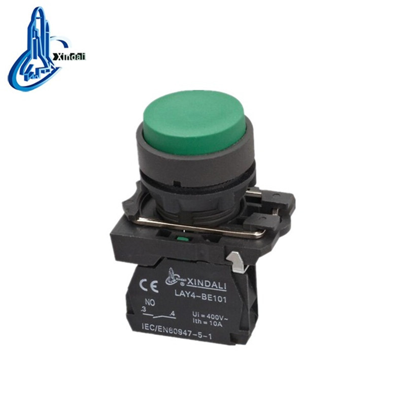 LAY4-EL31 Plastic High Head Industrial Green Momentary Switch Push Button