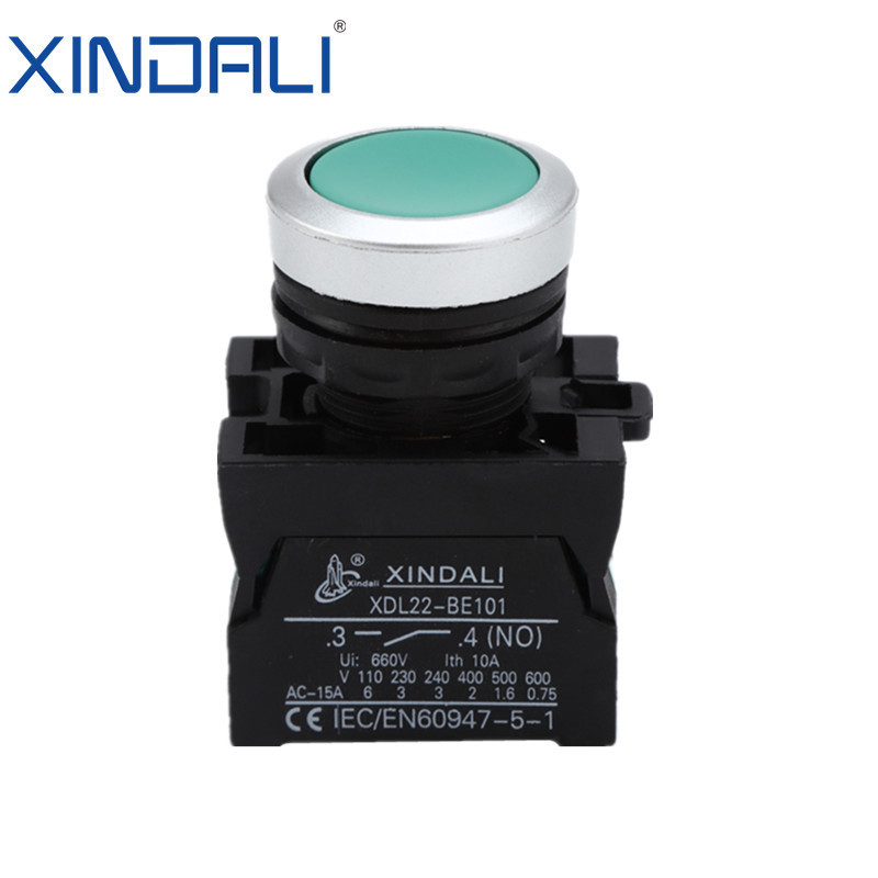 XDL22-CA31 Cabinet Panel Flush Momentary Push Button Switches 220v Ip65 Switch Knob Green Pushbutton Switch PC Plastic 10a