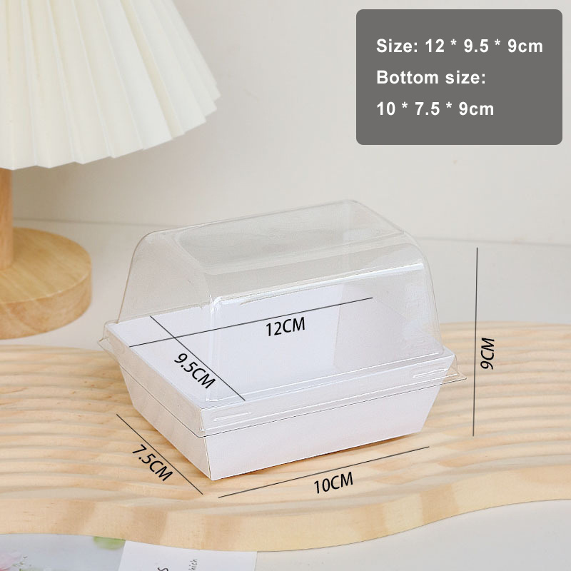 New Design Mousse Cake Roll Box Packaging White Bakery Paper Packing Container with Lids Transparent Snack Box Pastry Packaging