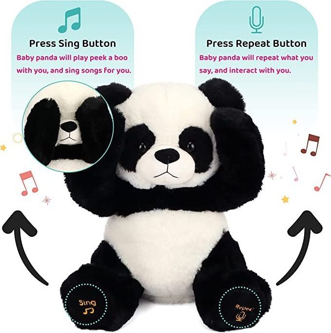 custom plush electronic toy panda bear stuffed animal electric doll singing talking holiday gift toys for children