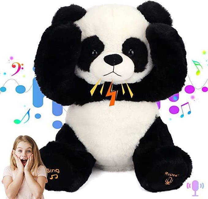 custom plush electronic toy panda bear stuffed animal electric doll singing talking holiday gift toys for children