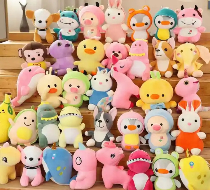 7-10cm 12-15cm Mini Plush Keychain 3 4inch plush stuffed animal toys Grabbing vending crane claw machine toys  plush doll toy