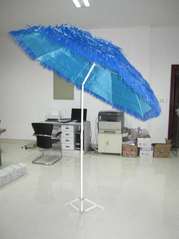 Outdoor Beach Umbrella Tropical Thatch Hawaiian Style Straw Umbrella UPF 50+ with Tilt Multicolor Green