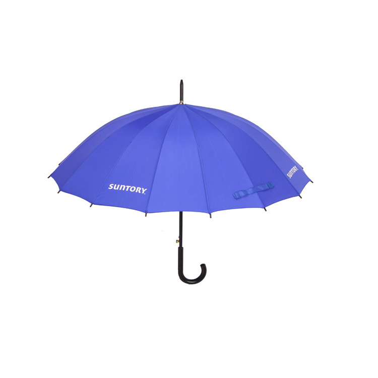 Cheapest Advertising umbrella Blue Safty Storm Proof Straight J Handle Umbrella