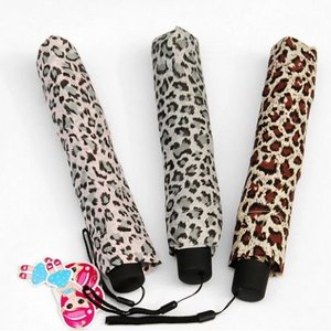 Lady Gift Slim Thin Small Pencil 3 Fold Leopard Print Design Sun Umbrella for Sale