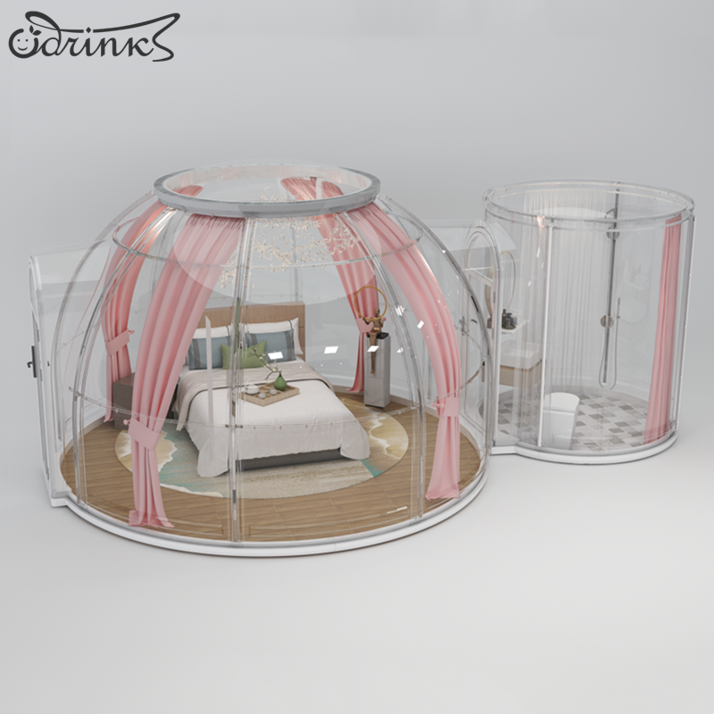 Custom size hotel bubble tent transparent prefab clear igloo dome house transparent PC glass room camping glamping garden igloo